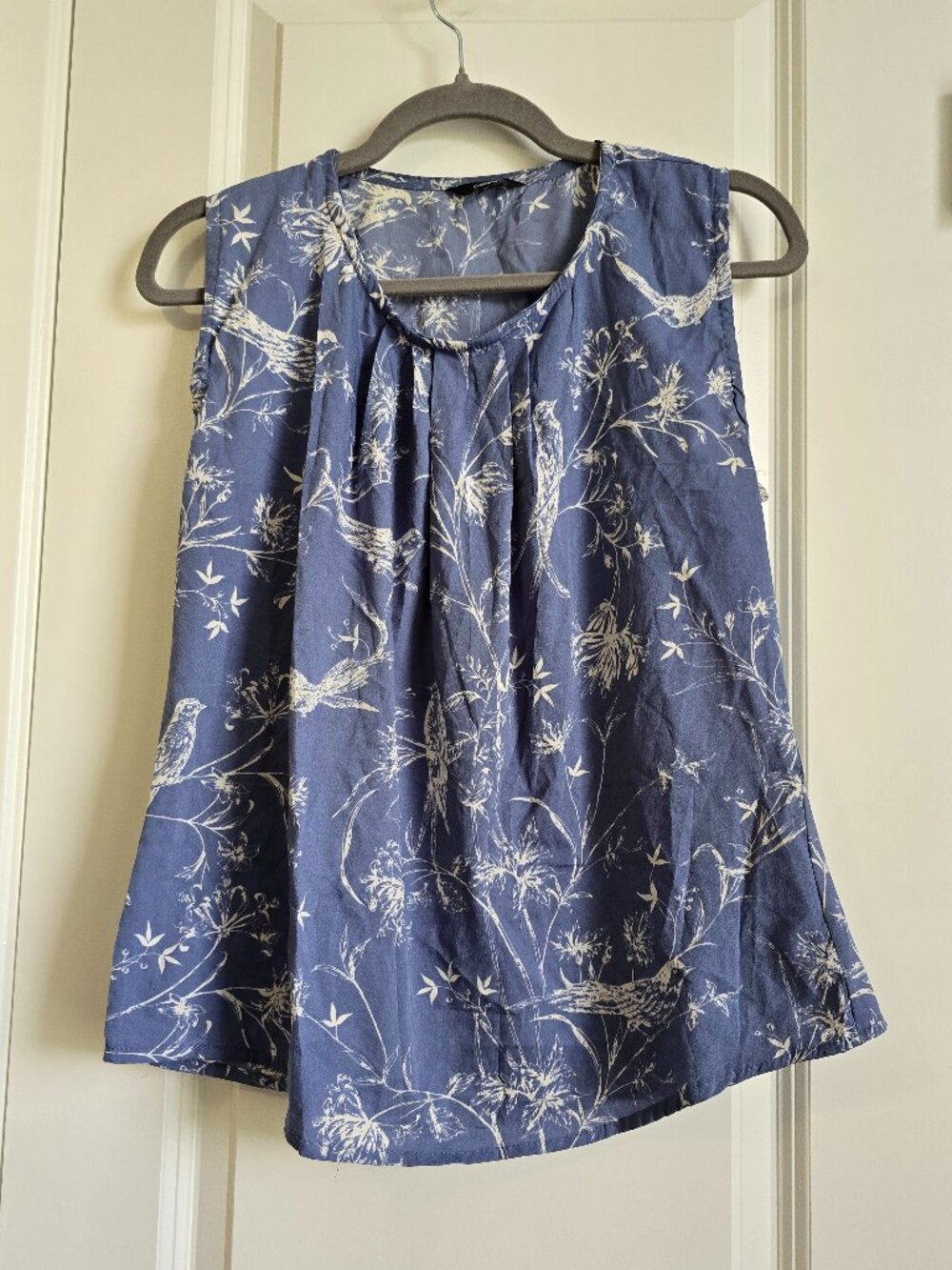 George Blue Bird & Floral Print Sleeveless Blouse